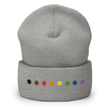 Embroidered Philly Pride Beanie: Pride Flag Horizontal Circle Design