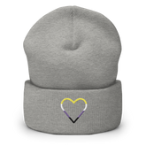 Nonbinary Heart Beanie: Embroidered Pride Hat