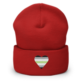 Agender Flag Embroidered Heart Beanie: Celebratory LGBTQ+ Pride Design