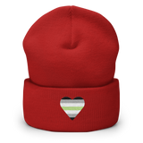 Agender Flag Embroidered Heart Beanie: Celebratory LGBTQ+ Pride Design