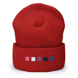 Embroidered Genderfluid Beanie: Pride Flag Horizontal Square Design