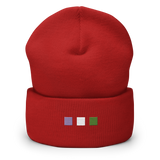Embroidered Genderqueer Beanie: Pride Flag Horizontal Square Design
