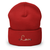 Agender Love Script Beanie: Ellegantly Embroidered Pride Hat