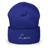 Bigender Love Script Beanie: Ellegantly Embroidered Pride Hat