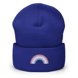 Embroidered Bigender Rainbow Beanie: Pride Flag LGBTQ+ Design