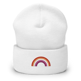 Embroidered Lesbian Rainbow Beanie: Pride Flag LGBTQ+ Design