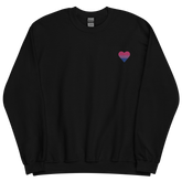 Bisexual Flag Embroidered Heart Sweater: Celebratory LGBTQ+ Pride Design