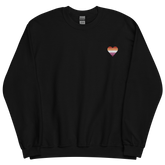 Lesbian Flag Embroidered Heart Sweater: Celebratory LGBTQ+ Pride Design