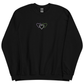 Genderqueer Pride Sweatshirt: Interlaced Heart Outlines Embroidered Sweater