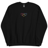 Pansexual Pride Sweatshirt: Interlaced Heart Outlines Embroidered Sweater