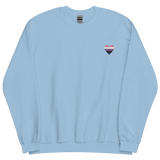 Genderfluid Flag Embroidered Heart Sweater: Celebratory LGBTQ+ Pride Design