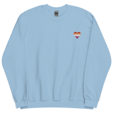 Lesbian Flag Embroidered Heart Sweater: Celebratory LGBTQ+ Pride Design