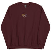 Nonbinary Pride Sweatshirt: Interlaced Heart Outlines Embroidered Sweater