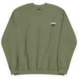 Genderfluid Flag Embroidered Heart Sweater: Celebratory LGBTQ+ Pride Design