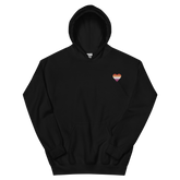Lesbian Flag Embroidered Heart Hoodie: Celebratory LGBTQ+ Pride Design