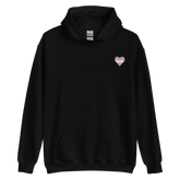 Transgender Flag Embroidered Heart Hoodie: Celebratory LGBTQ+ Pride Design
