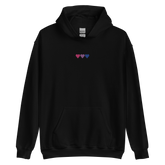 Embroidered Bisexual Hoodie: Pride Flag Horizontal Heart Design