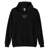 Pansexual Pride Hoodie: Interlaced Heart Outlines Embroidered Sweatshirt