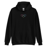 Polysexual Pride Hoodie: Interlaced Heart Outlines Embroidered Sweatshirt