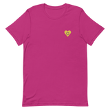 Intersex Flag Embroidered Heart T-Shirt: Celebratory LGBTQ+ Pride Design