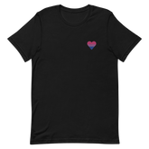 Bisexual Flag Embroidered Heart T-Shirt: Celebratory LGBTQ+ Pride Design