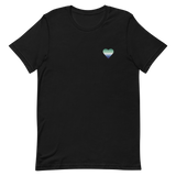 Gay Pride Flag Embroidered Heart T-Shirt: Celebratory LGBTQ+ Pride Design