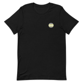 Demigender Flag Embroidered Circle Tee: Celebratory LGBTQ+ Pride Design