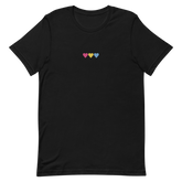 Embroidered Pansexual T-Shirt: Pride Flag Horizontal Heart Design