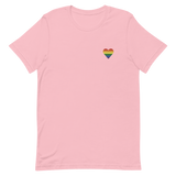 Pride Flag Embroidered Heart T-Shirt: Celebratory LGBTQ+ Pride Design