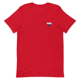 Genderfluid Flag Embroidered Heart T-Shirt: Celebratory LGBTQ+ Pride Design