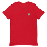 Polysexual Flag Embroidered Heart T-Shirt: Celebratory LGBTQ+ Pride Design