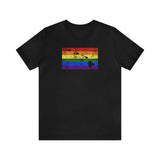 Hawaii Pride Flag Tee: Rainbow LGBTQ+ State Silhouette Distressed Shirt