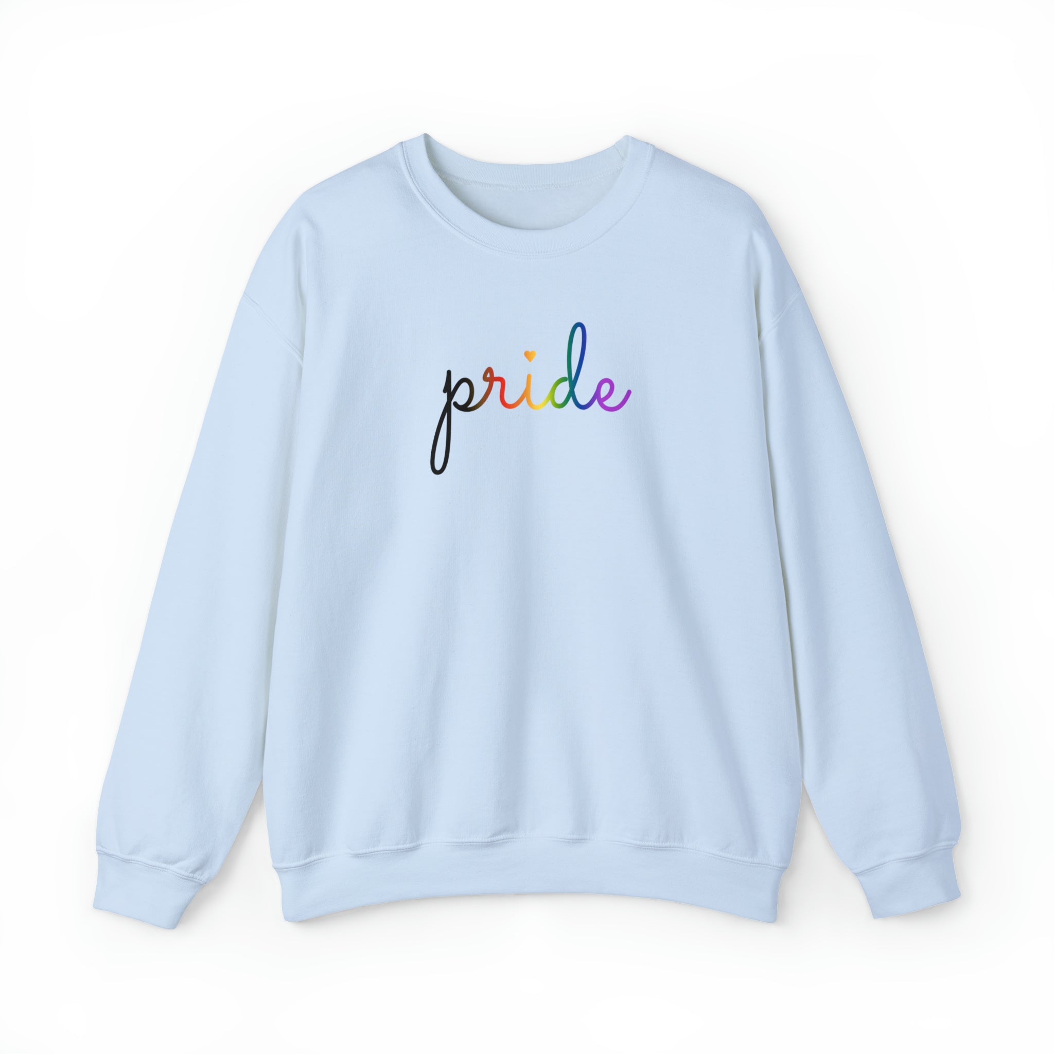 Philly Pride Flag Sweater: Flowing Cursive 'Pride' in Gradient Hues