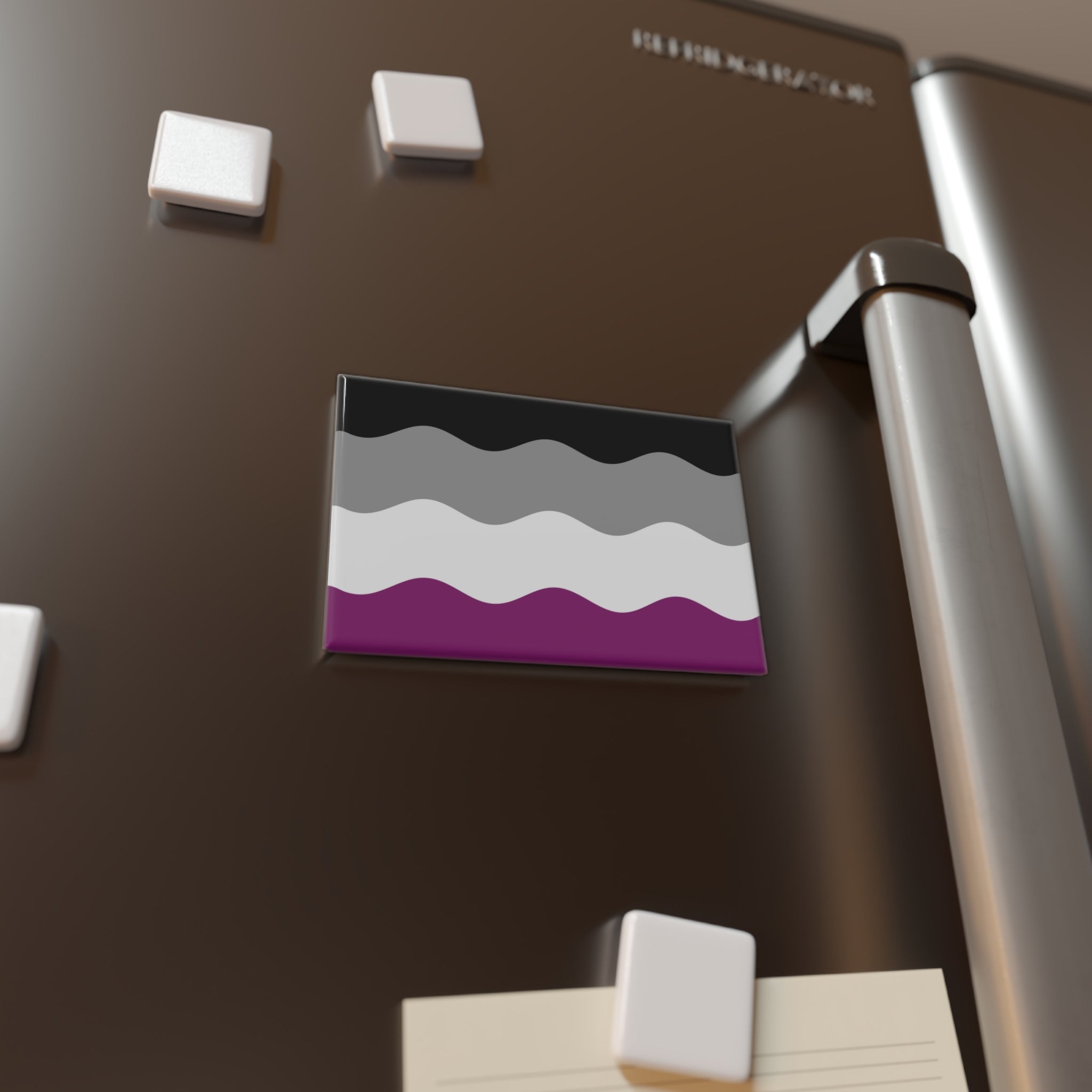 Asexual Pride Flag Magnet: Ripple Rectangle Button for Fridge