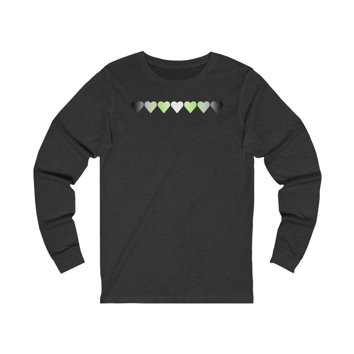 Agender Flag Hearts Long Sleeve Tee: Pride LGBTQ+ Gradient Design