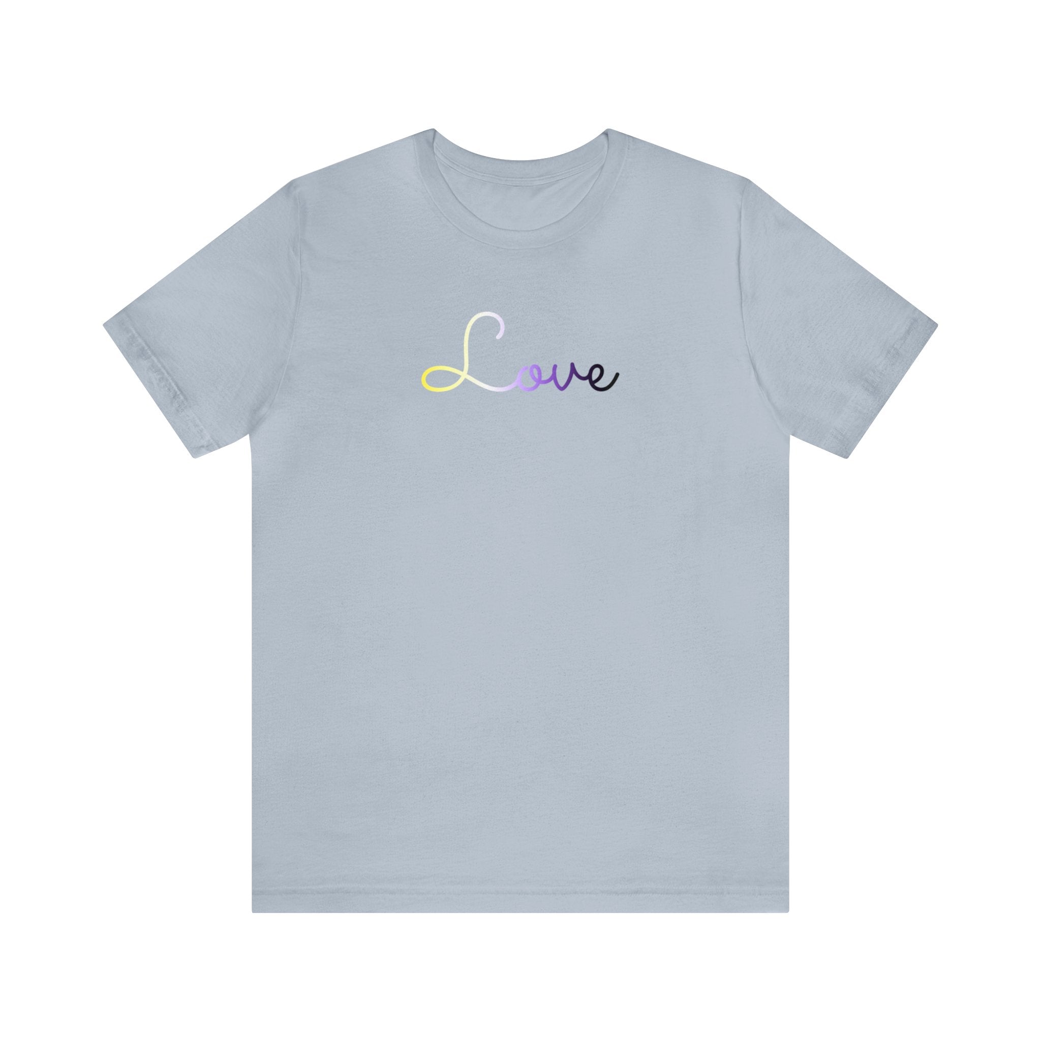 Nonbinary Love Script Tee: Subtly Elegant Pride T-Shirt