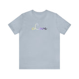 Nonbinary Love Script Tee: Subtly Elegant Pride T-Shirt