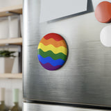 Pride Flag Magnet: Ripple Round Button for Fridge