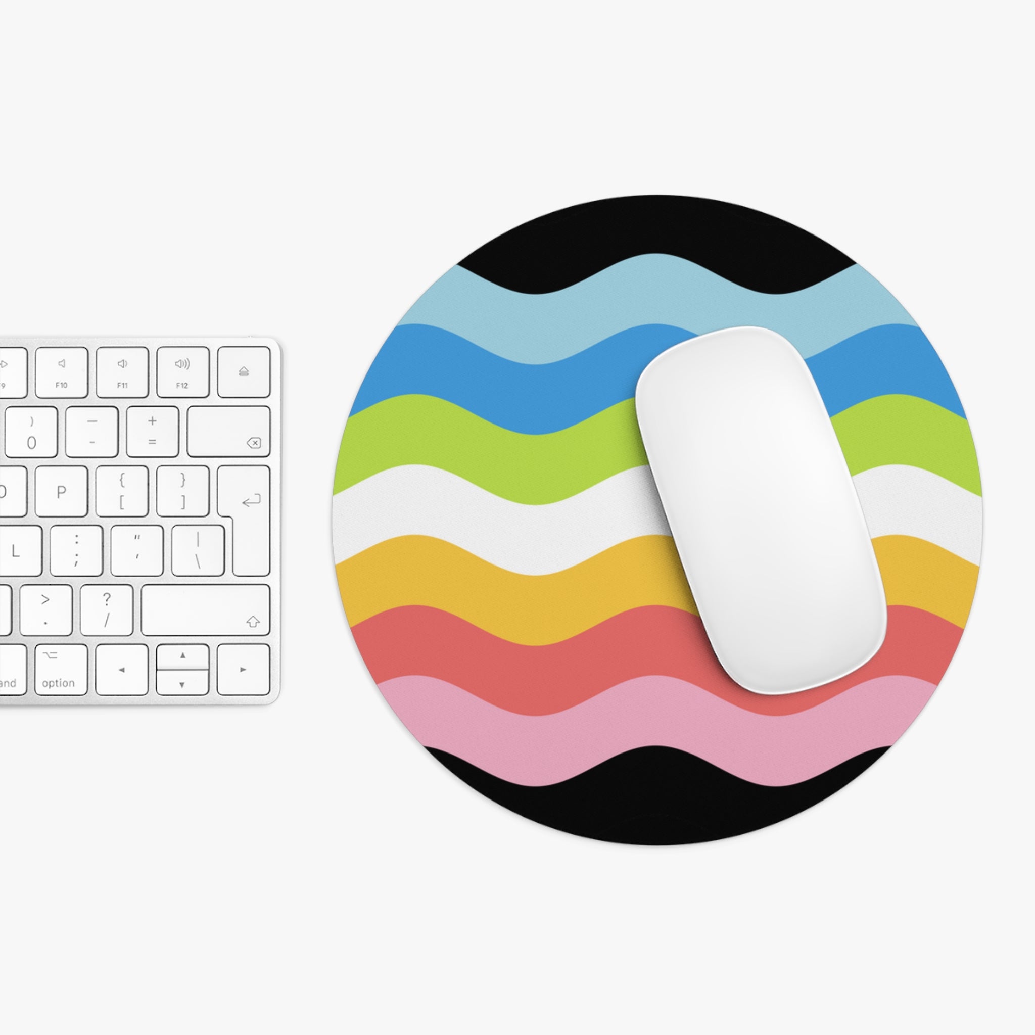 Queer Pride Flag Ripple Mousepad: Wavey Design for Desk