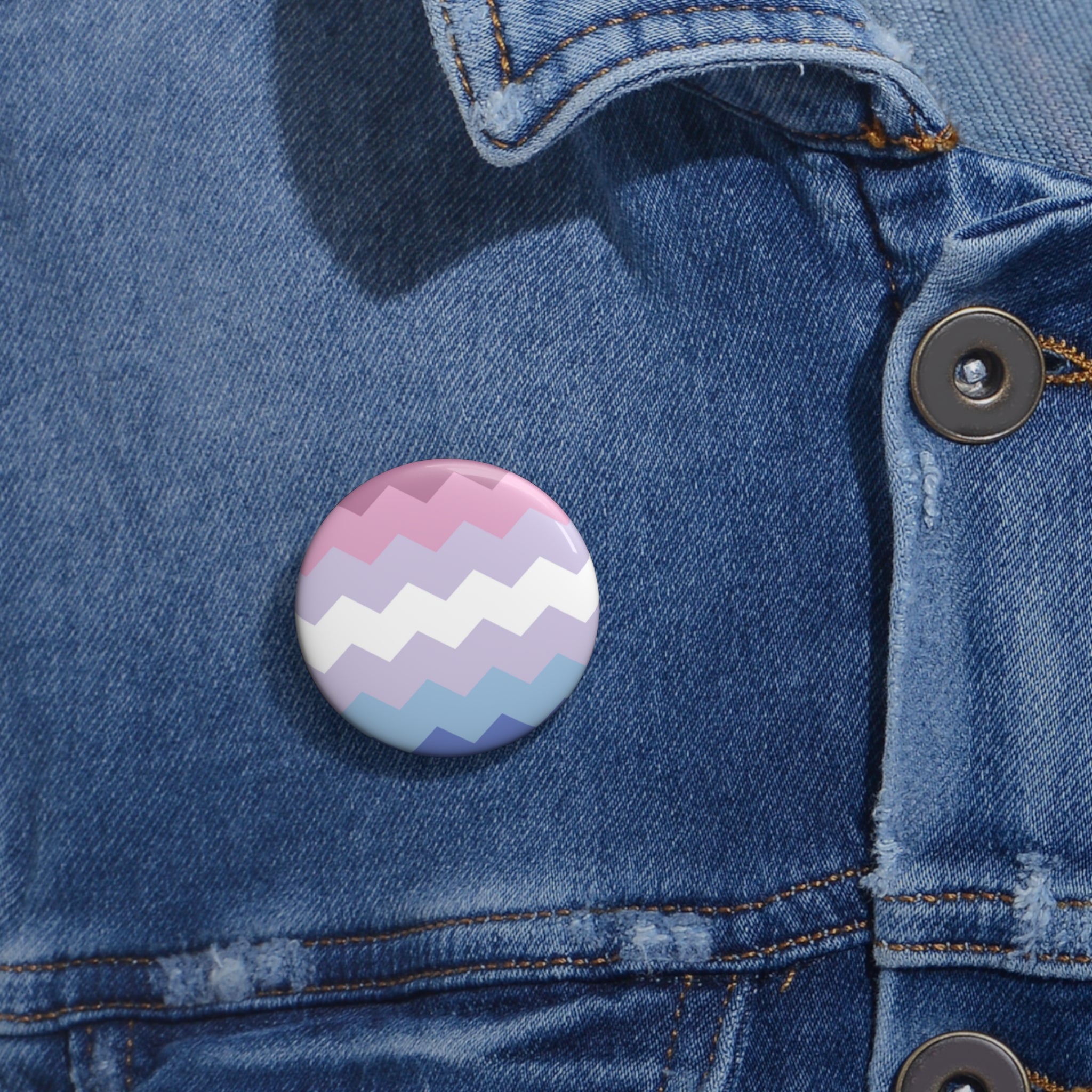 Bigender Pride Flag Pin: Round Button with Sharp Design