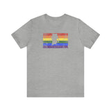 Rhode Island Pride Flag Tee: Rainbow LGBTQ+ State Silhouette Distressed Shirt