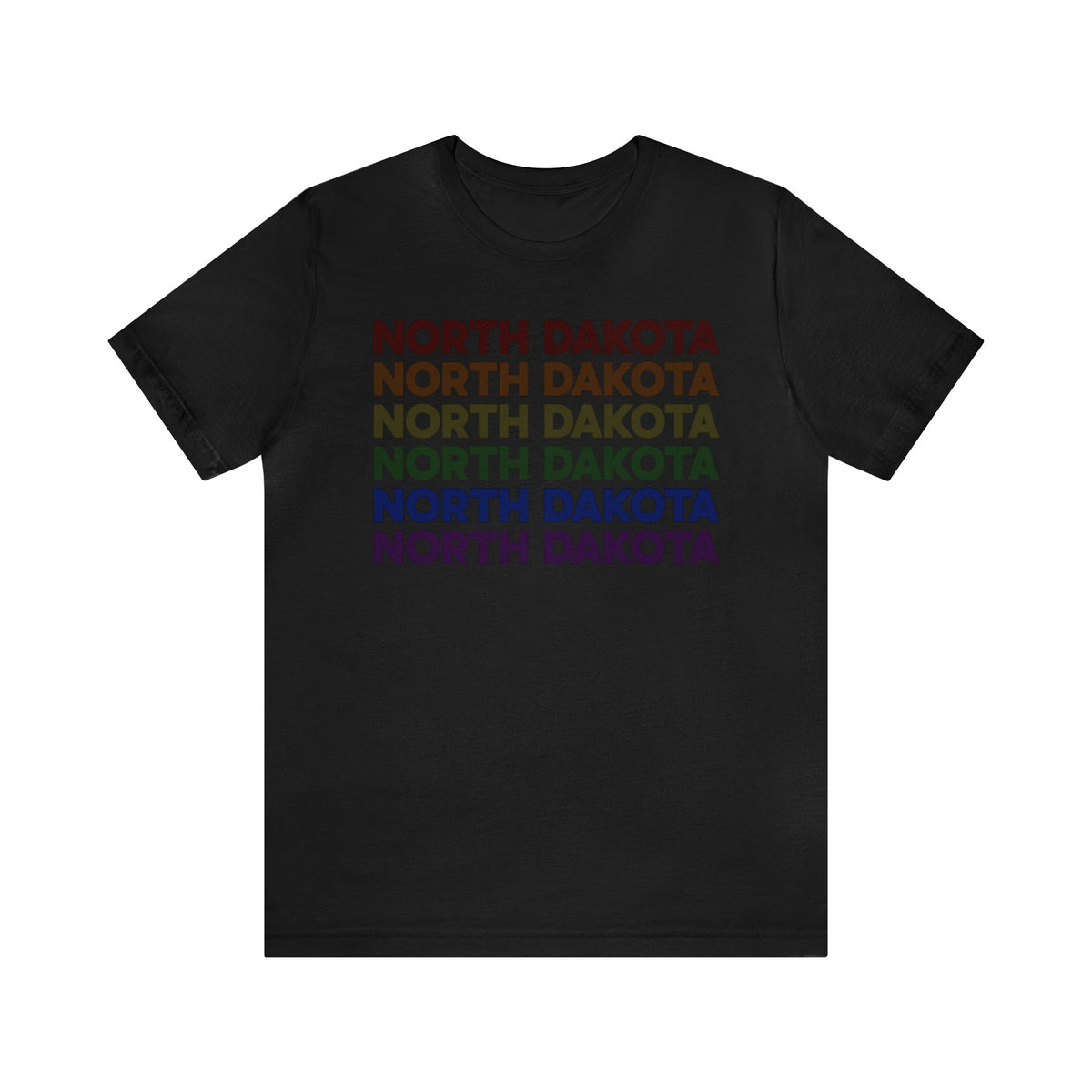 North Dakota LGBTQ+ Pride Flag, Faded Black T-Shirt