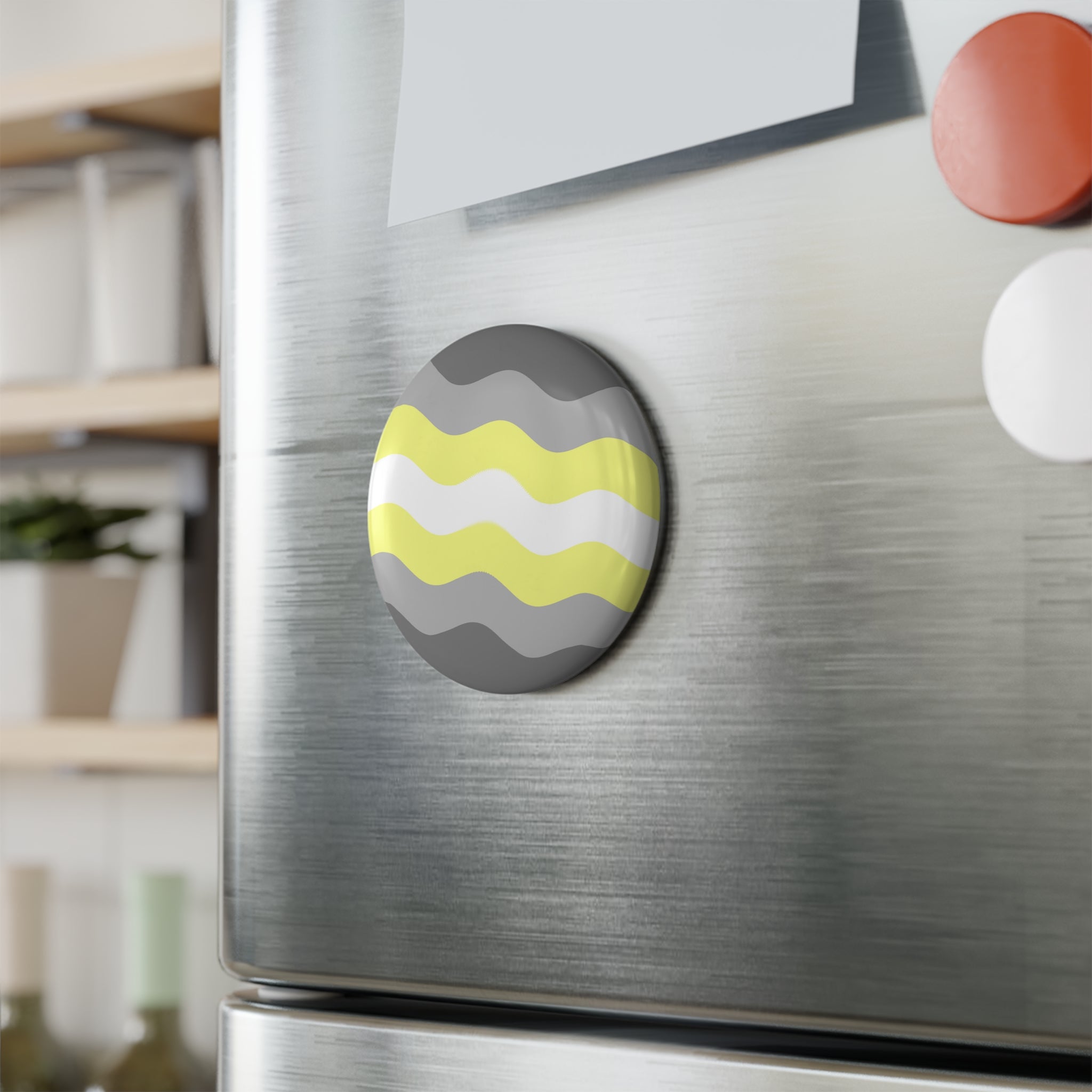 Demigender Pride Flag Magnet: Ripple Round Button for Fridge