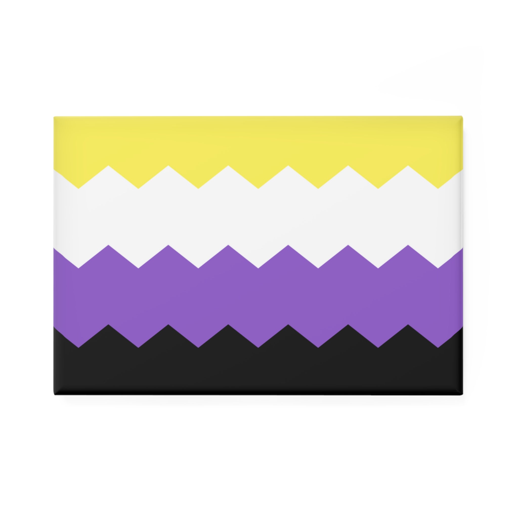 Nonbinary Pride Flag Magnet: Wavey Rectangle Button for Fridge