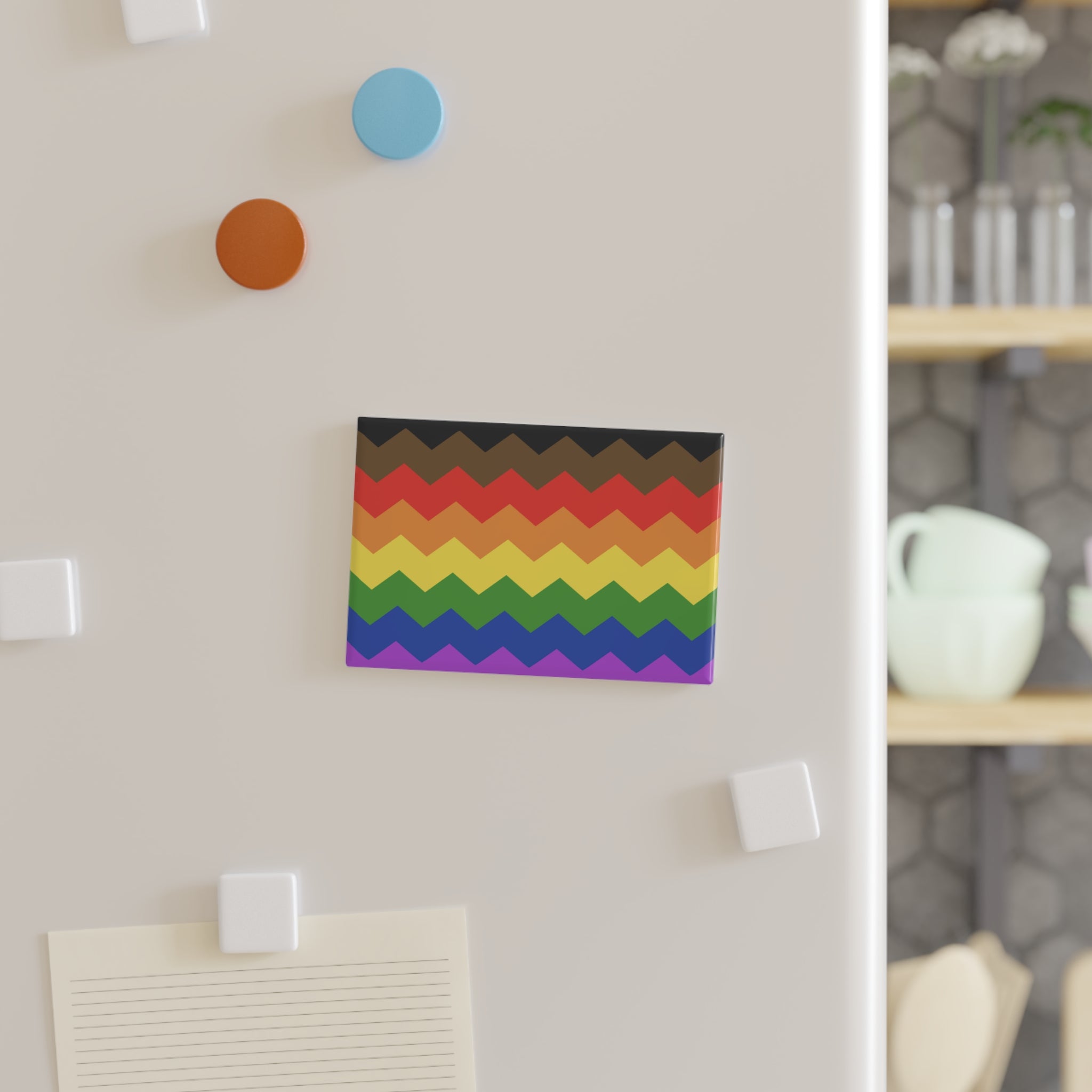 Philadelphia Pride Flag Magnet: Wavey Rectangle Button for Fridge