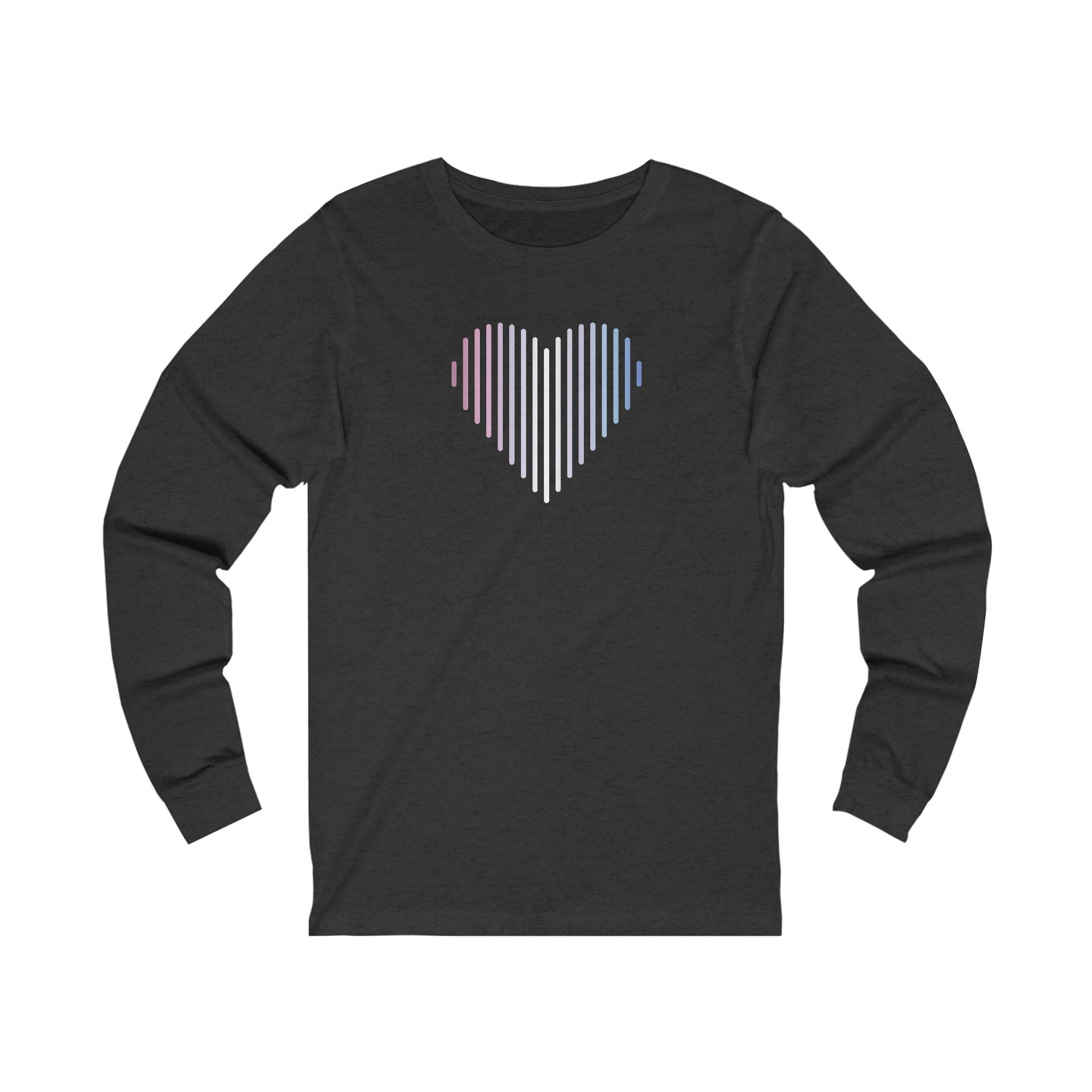 Bigender Heart Lines Long Sleeve T-Shirt: Pride Gradient Tee