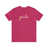 Pangender Pride T-Shirt: Flowing Cursive 'Pride' in Gradient Hues