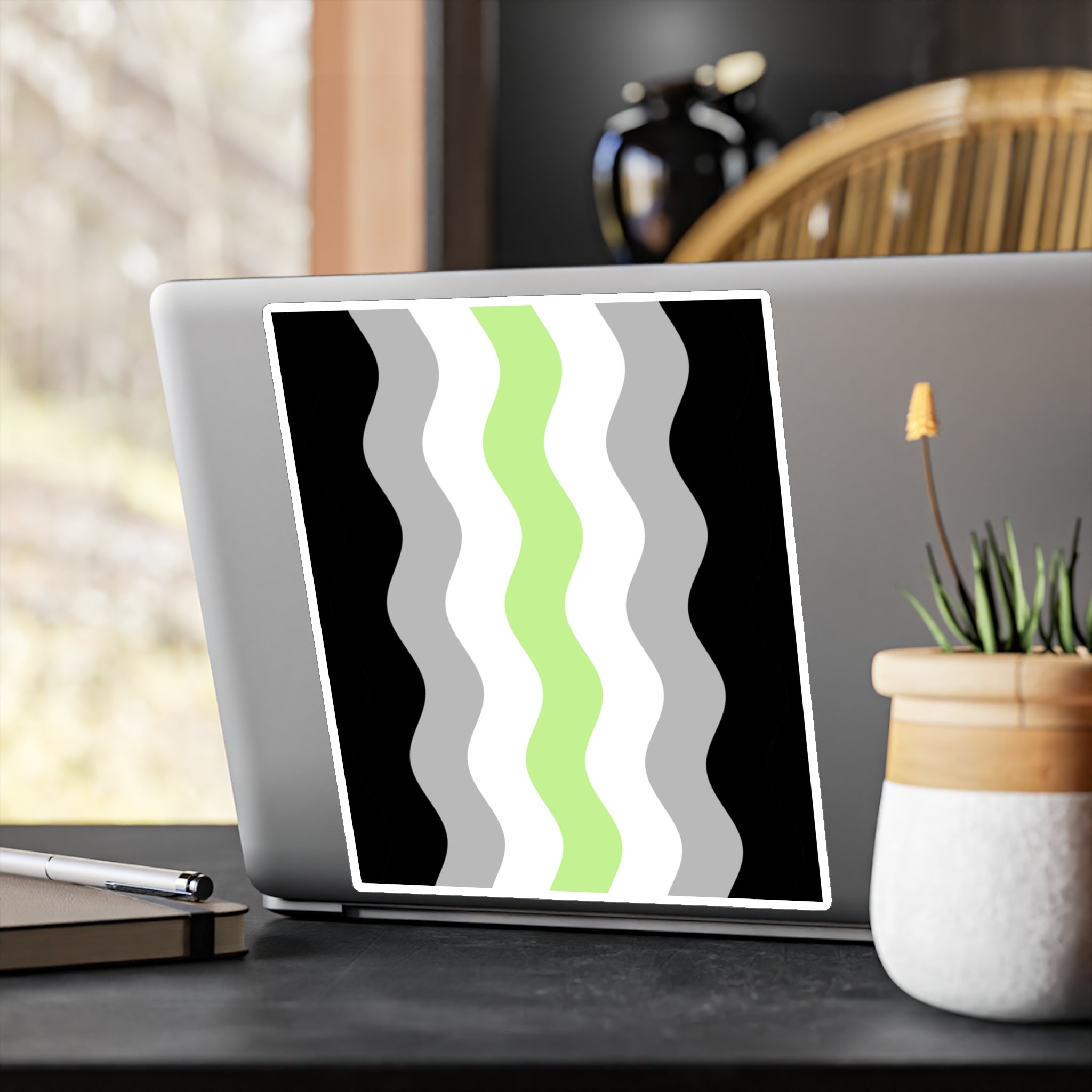 Agender Flag Ripple Decal: Wavey Pride Sticker