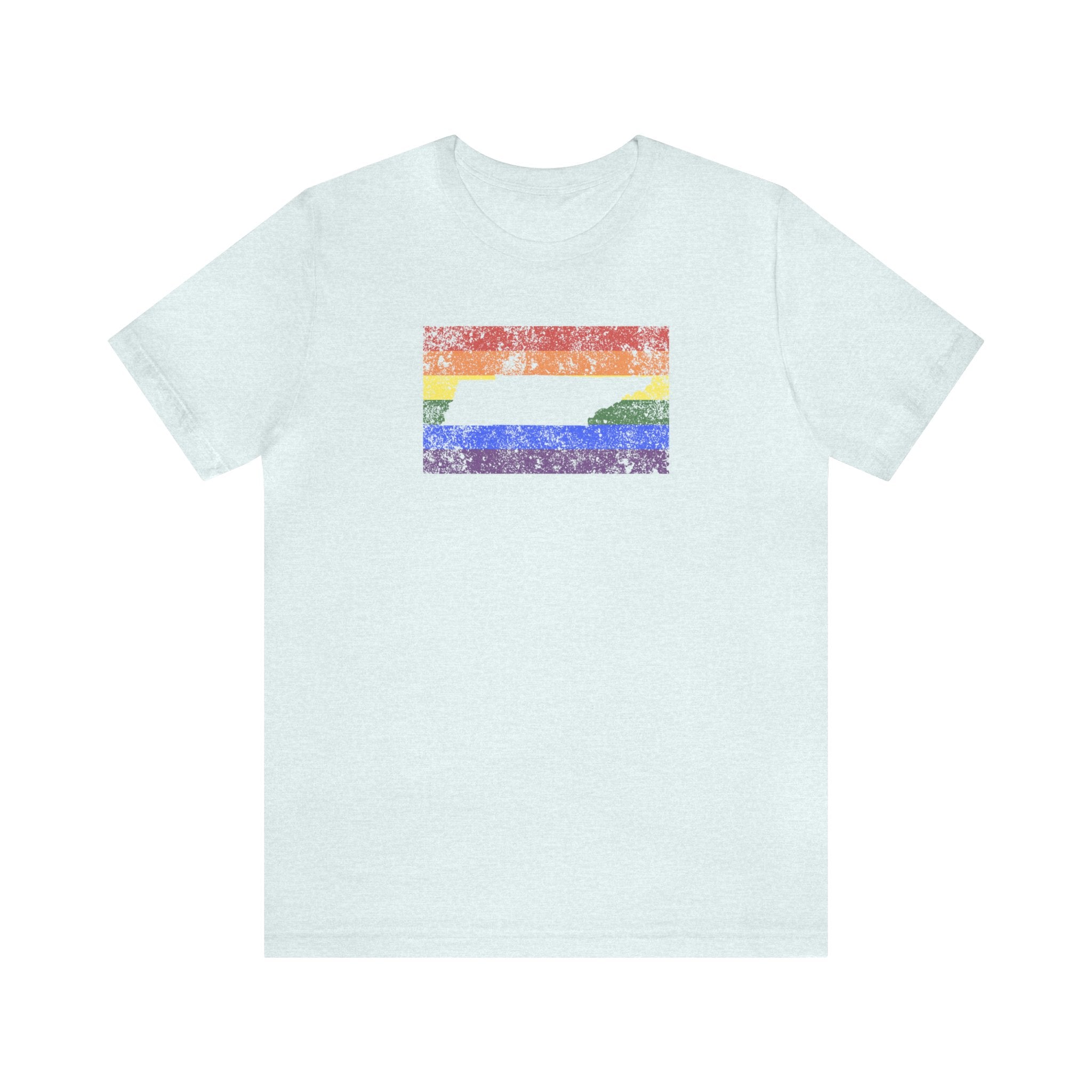 Tennessee Pride Flag Tee: Rainbow LGBTQ+ State Silhouette Distressed Shirt