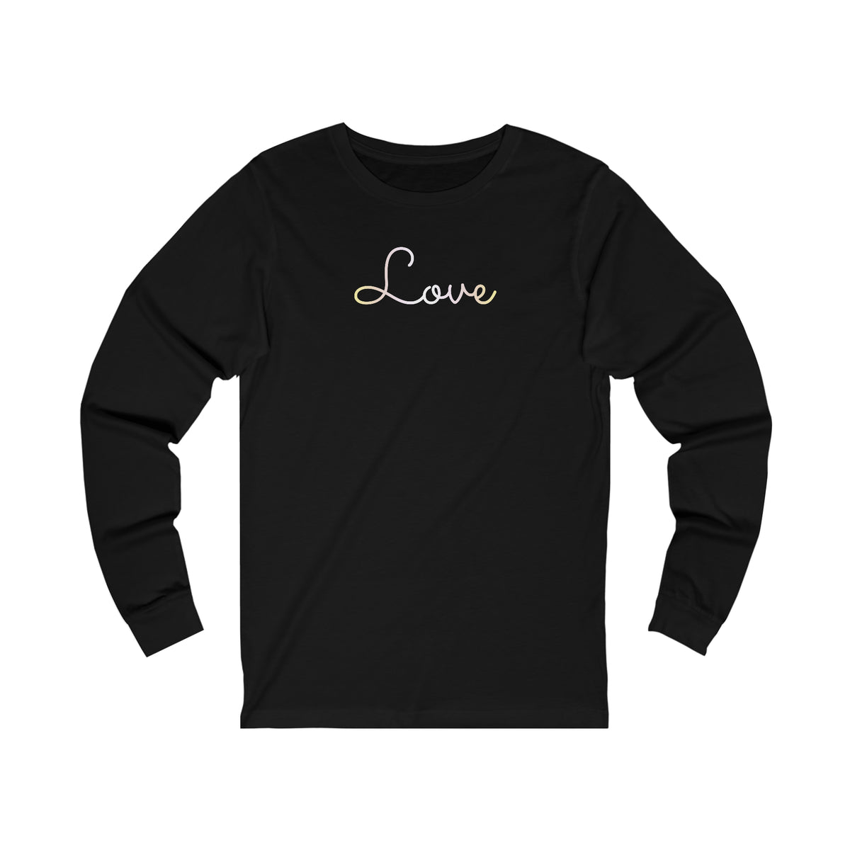 Pangender Love Script Long Sleeve T-Shirt: Subtly Elegant Pride Tee
